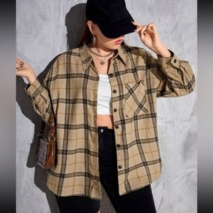 Plaid Drop Shoulder Blouse
